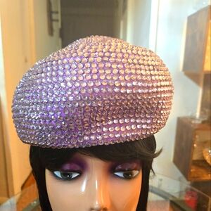 Purple Rhinestone Beret